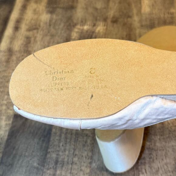 Christian Dior Slippers VTG Satin Wedge Heel Shoe Ballet Pink Women’s Size 8 - Picture 12 of 12